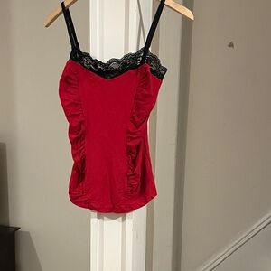 Cache Red Camisole with Black Lace Like  New  condition !